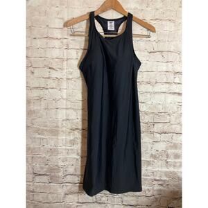 Land's End Dress Womens 10 Black Scuba Stretch Built In Bra Nylon Racerback